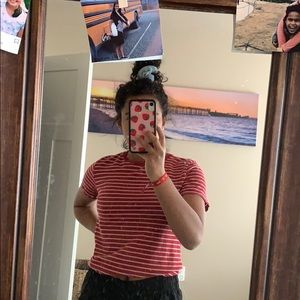 Red and white striped brandy Melville shirt.